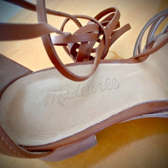 Madewell Strappy Ankle Wrap Leather Heeled Sandals 6.5M - Picture 6 of 9